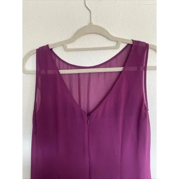 Jessica Simpson Purple Chiffon Cascading Roses Dress Size 6 - Picture 4 of 6